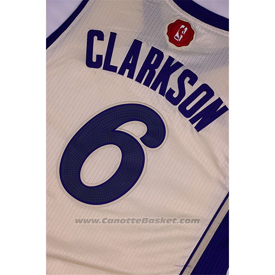 Maglia Natale 2015 Los Angeles Lakers Jordan Clarkson #6 Bianco